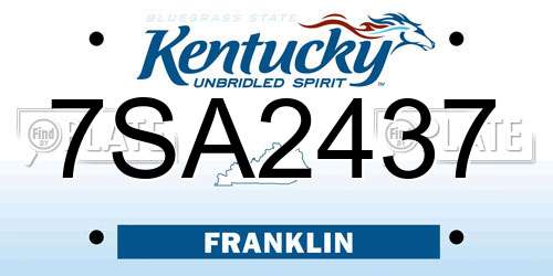7SA2437 Kentucky License Plate