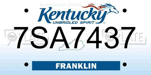 7SA7437 Kentucky License Plate