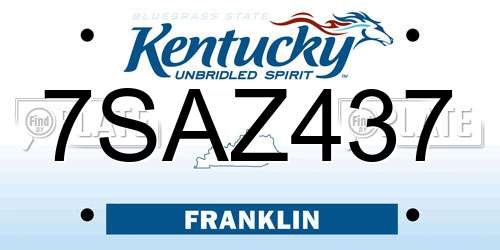 7SAZ437 Kentucky License Plate