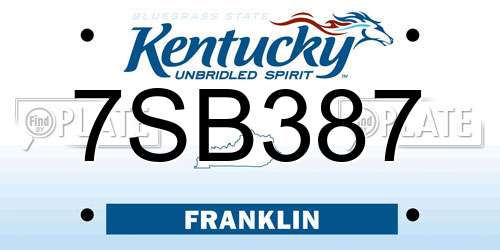 7SB387 Kentucky License Plate