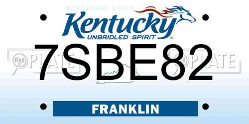 7SBE82 Kentucky License Plate