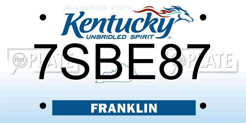 7SBE87 Kentucky License Plate