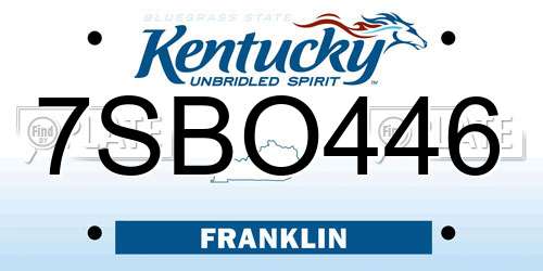 7SBO446 Kentucky License Plate
