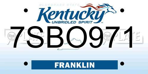 7SBO971 Kentucky License Plate