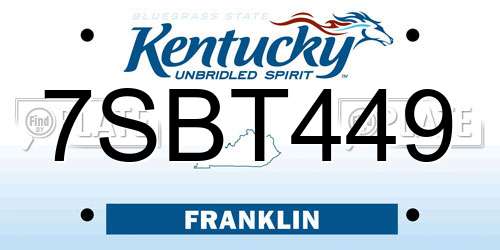 7SBT449 Kentucky License Plate