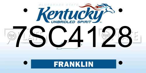 7SC4128 Kentucky License Plate