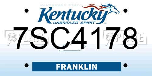 7SC4178 Kentucky License Plate
