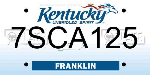 7SCA125 Kentucky License Plate