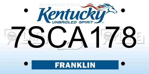 7SCA178 Kentucky License Plate
