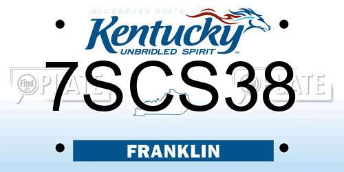 7SCS38 Kentucky License Plate