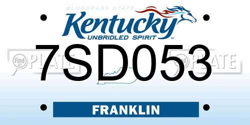 7SD053 Kentucky License Plate