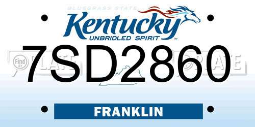 7SD2860 Kentucky License Plate