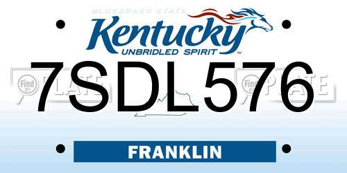 7SDL576 Kentucky License Plate