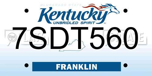 7SDT560 Kentucky License Plate