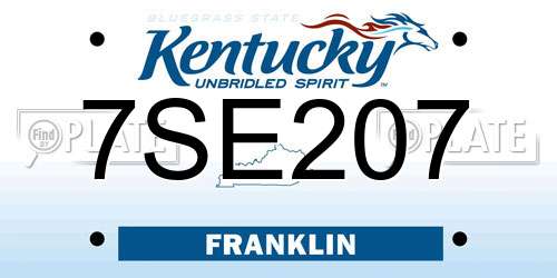 7SE207 Kentucky License Plate