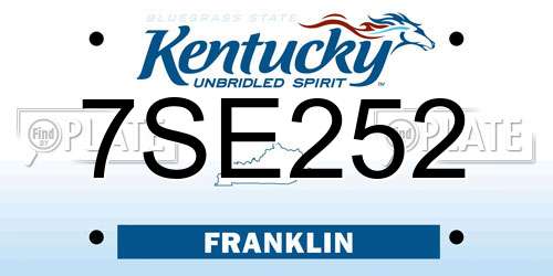 7SE252 Kentucky License Plate