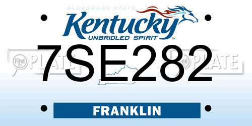 7SE282 Kentucky License Plate