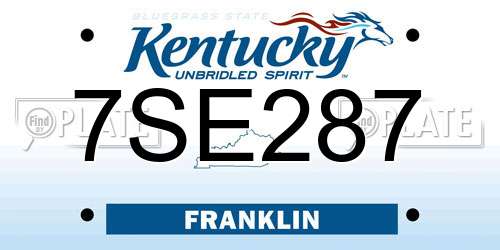 7SE287 Kentucky License Plate