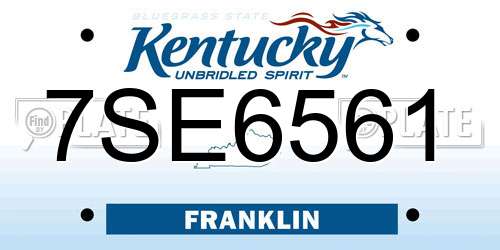 7SE6561 Kentucky License Plate