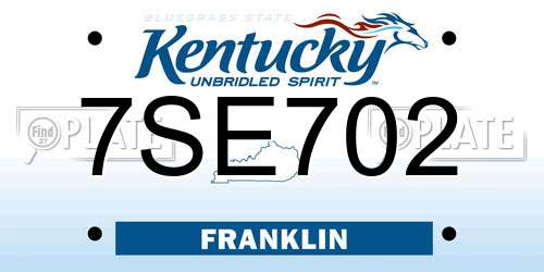 7SE702 Kentucky License Plate