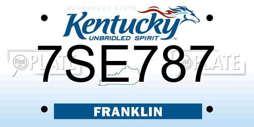 7SE787 Kentucky License Plate