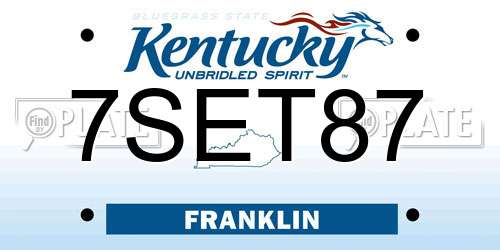 7SET87 Kentucky License Plate