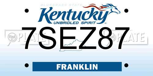 7SEZ87 Kentucky License Plate