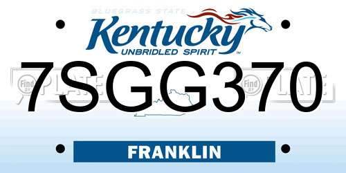 7SGG370 Kentucky License Plate