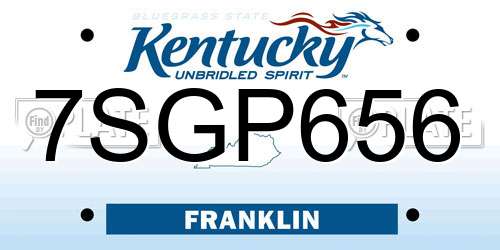 7SGP656 Kentucky License Plate