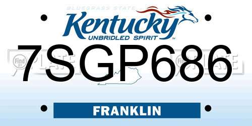 7SGP686 Kentucky License Plate