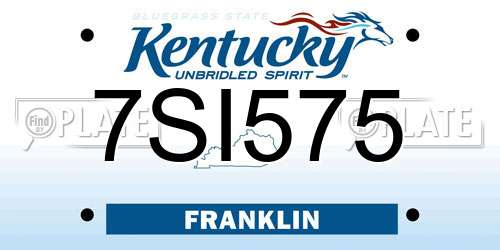 7SI575 Kentucky License Plate