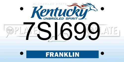 7SI699 Kentucky License Plate