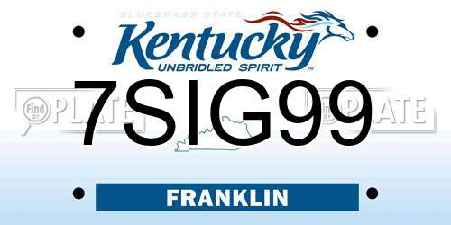 7SIG99 Kentucky License Plate