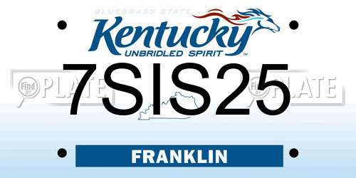 7SIS25 Kentucky License Plate