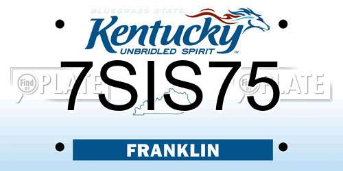 7SIS75 Kentucky License Plate