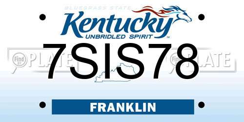 7SIS78 Kentucky License Plate