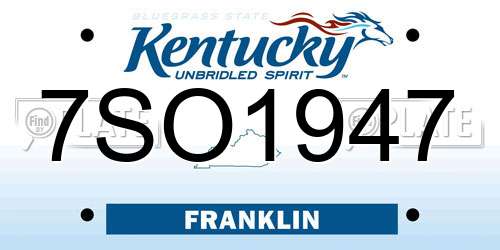 7SO1947 Kentucky License Plate