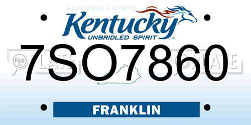 7SO7860 Kentucky License Plate