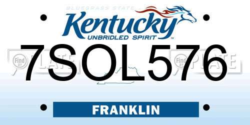 7SOL576 Kentucky License Plate