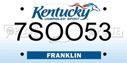 7SOO53 Kentucky License Plate