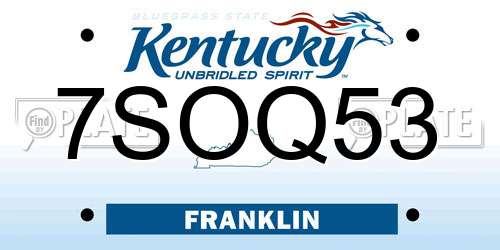 7SOQ53 Kentucky License Plate