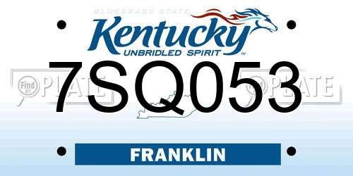 7SQ053 Kentucky License Plate