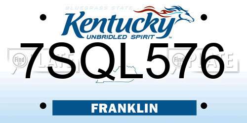 7SQL576 Kentucky License Plate