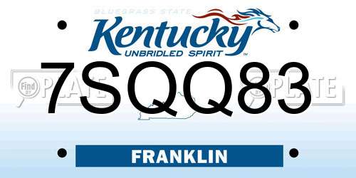 7SQQ83 Kentucky License Plate
