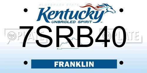 7SRB40 Kentucky License Plate