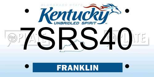7SRS40 Kentucky License Plate