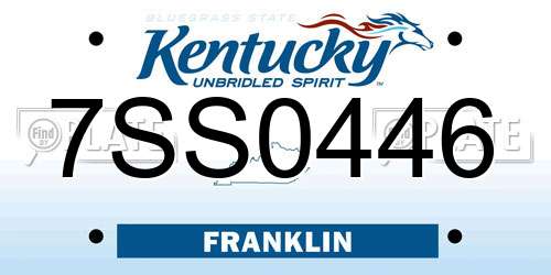 7SS0446 Kentucky License Plate