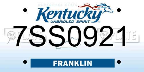 7SS0921 Kentucky License Plate