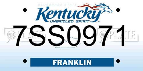 7SS0971 Kentucky License Plate