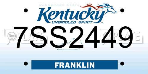 7SS2449 Kentucky License Plate